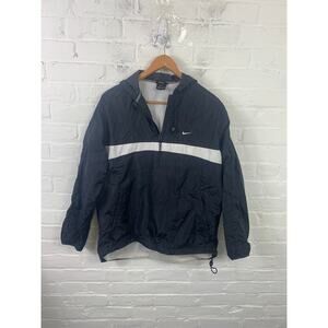 Nike Women's 1/4 Zip Hooded Windbreaker Jacket Long Sleeves Black Size M